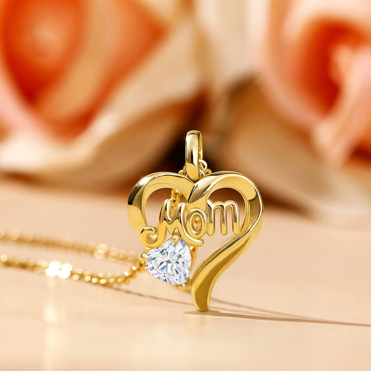 Luxury Mum Gift Real 14K Gold Heart Necklace Moissanite Diamond 1Ct AU585 K Gold Pendant with Certificate Fine Jewelry Wholesale