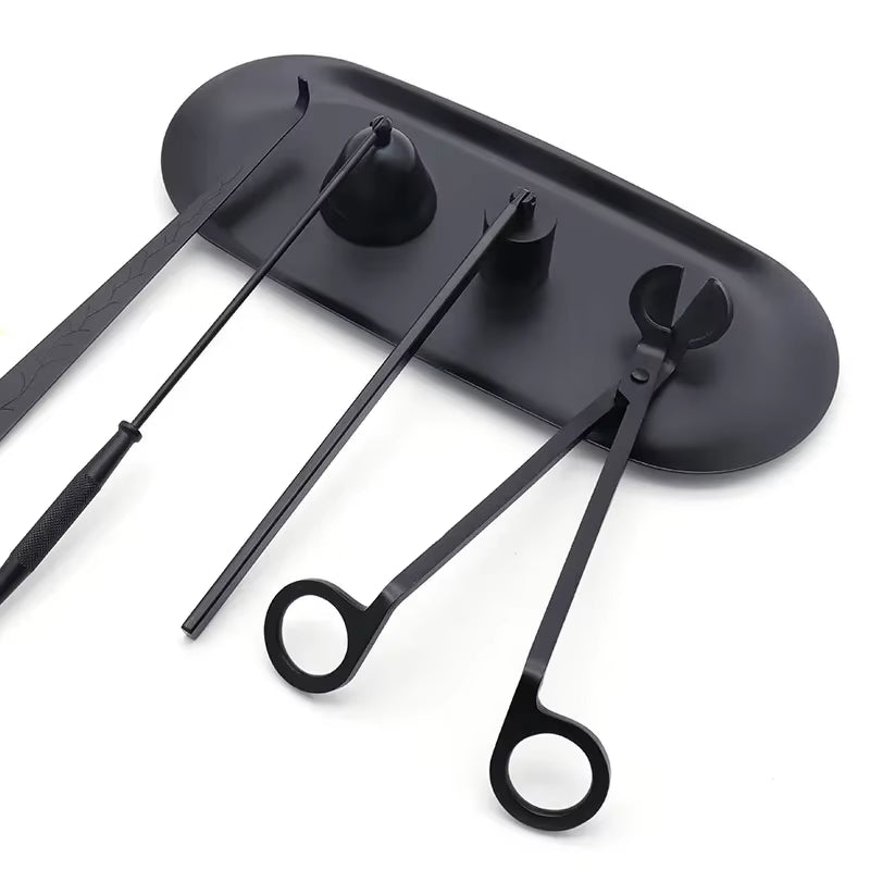 Candle Extinguishing Tool Black Metal Candle Extinguisher Candle Wick Trimming Scissors/Hook/Candle Tray/Candle Nursing Tool