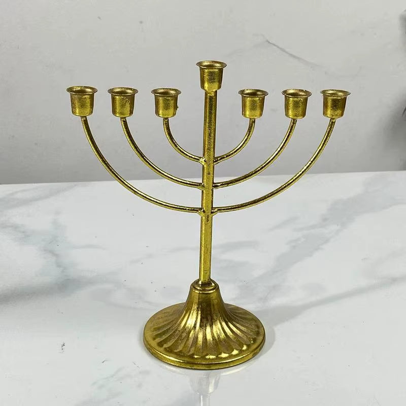 Jewish Candle Holder 7/9 Branch Candlestick Metal Candle Holder Hanukkah Candlestick Jewish Holders Menorah Stand Decorations