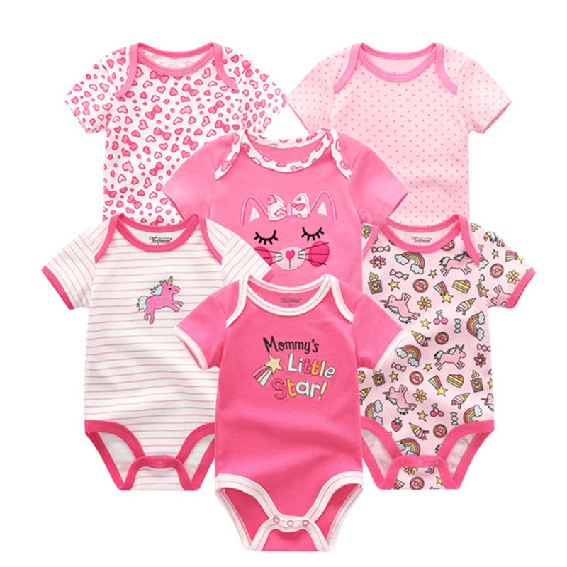 6Pcs/Set Unisex Newborn Baby Boy Clothes Unicorn Cotton Baby Girl Clothes Cartoon Girls Baby Clothing Jumpsuits Bodysuits
