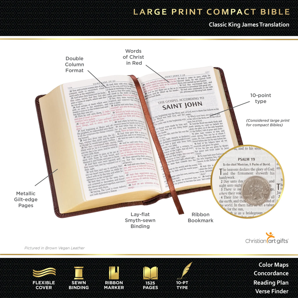 KJV Holy Bible, Compact Large Print Faux Leather Red Letter Edition - Purple