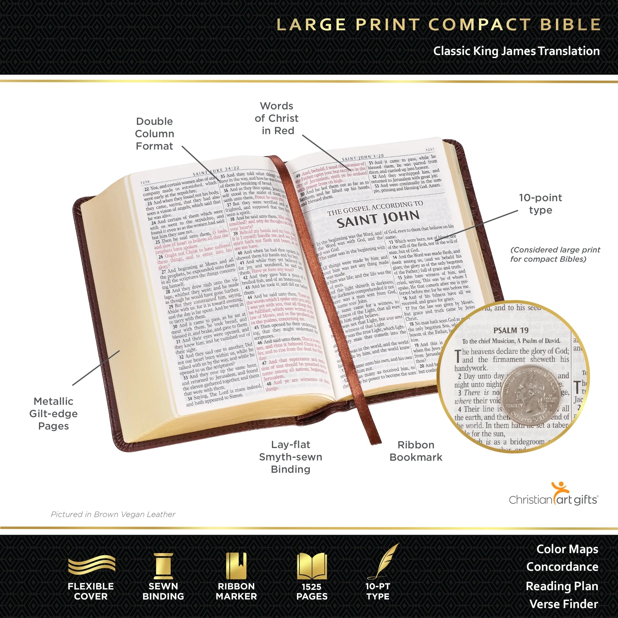 KJV Holy Bible, Compact Large Print Faux Leather Red Letter Edition - Purple