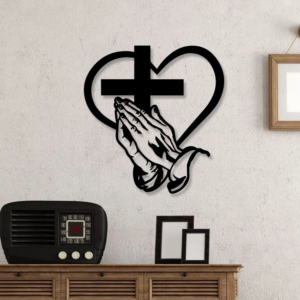 Christian Cross Metal Sign with Led Lights