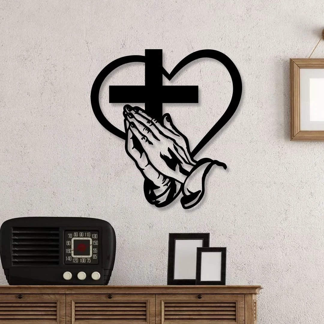 Christian Cross Metal Sign with Led Lights